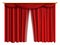 Opening theatre curtains. Red cinema stage drapes