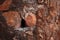 OPENING  BETWEEN TWO STONES IN AN INNER CHAMBER WALL OF A STONE FORT IN RUINS