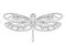 Openwork dragonfly icon. Vector illustration. Isolated black outline on a white background. Creative concept for the