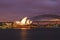 Opera House and Harbour Bridge at twilight in Sydney. The structures are considered as the major landmark of Sydney and tourists