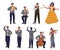 Opera theater singer and musician character set, flat vector illustration. Classical music concert, symphony orchestra.