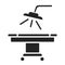 Operating hospital room black glyph icon. Surgical emergency. Pictogram for web page, mobile app, promo