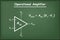 Operational amplifier on green chalkboard