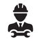 Operator worker icon vector male Construction service person profile avatar with hardhat helmet and wrench or spanner tool