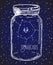 Ophiuchus Zodiac sign hand drawn constellation in a mason jar