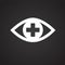 Ophtalmology eye icon on black background