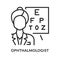 Ophthalmologist flat line icon. Vector illustration doctor checks eyesight