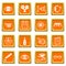 Ophthalmologist icons set orange square vector
