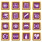 Ophthalmologist icons set purple square vector