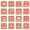 Ophthalmologist tools icons pink