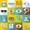 Ophthalmologist tools icons set, flat style