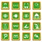 Ophthalmologist tools icons set green