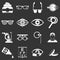 Ophthalmologist tools icons set grey vector