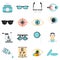 Ophthalmologist tools set flat icons