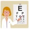 Ophthalmologist using the eye chart. Vector illustration