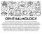 Ophthalmology banner with eyesight check up linear icons and text