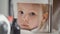 Ophthalmology clinic for children - optometrist diagnosis little blonde girl