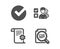 Opinion, Verify and Technical documentation icons. Check article sign. Choose answer, Selected choice, Manual. Vector