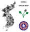 Opium Addiction North And South Korea Map Composition