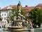 OPOLE , SILESIA , PPOLAND-THE HISTORICAL FOUNTAIN AT THE DASZYNSKI LACE IN OPOLE