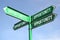 Opportunity - green signpost with for arrows