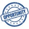 OPPORTUNITY text on blue grungy round rubber stamp