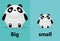 Opposite big and small, Opposite English Words big and small on white background,panda illustration vector.