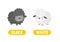 Opposite black and white Words antonym for children with cartoon characters cute little sheep, funny animal Flat vector