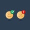 Opposite emotions, smile emoji, sad icon, customer services, feedback survey
