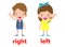 Opposite left and right, Girl on the left and boy on the right on white background,sign left and right illustration vector.