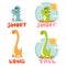 Opposite wordcard short and tall, long vector kids illustration