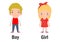 Opposite words boy and girl vector illustration, Opposite English Words boy and girl on white background
