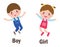 Opposite words boy and girl vector illustration, Opposite English Words boy and girl on white background