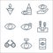 Opthalmology line icons. linear set. quality vector line set such as smartphone, laser surgery, testing glasses, retinoscope,