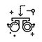 Opththalmology office equipment, eye test goggles isolated line icon