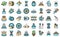 Optic fiber icons set vector flat