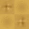 Optical art background with 3d illusion, golden grid with sphere patterns, seamless tile