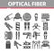 Optical Fiber Cable Collection Icons Set Vector