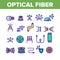 Optical Fiber Color Elements Icons Set Vector