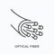 Optical fiber flat line icon. Vector outline illustration of internet cable. Black thin linear pictogram for broadband