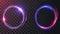 An optical halo flare set with neon light modern effect isolated on transparent background. A circle lens ring with