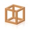 Optical Illusion Impossible Cube Wooden Texture