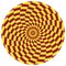 Optical illusion motley circle of spiral striped ornament. Round pattern for motion background design