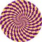 Optical illusion patterned circle of moving striped spirals. Round pattern for motion background design