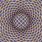 Optical illusion of rotation of the ball against the background of a moving space