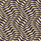 Optical illusion seamless pattern. Moving repeatable yellow purple warped striped faceted texture