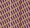 Optical illusion seamless pattern. Purple hooks move on golden background