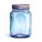 Optical Illusion Watercolor Drawing Of Blue Mason Jar