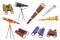 Optical instruments icon for viewing distant objects set. Different devices for education binoculars for scientists and