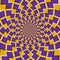 Optical motion illusion background. Purple shapes revolve around the center on yellow background